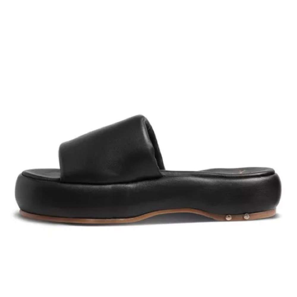 Beek Trumpeter Slide Sandals - Black Leather - Picture 2 of 4